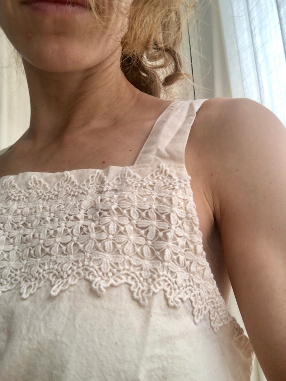 New Vintage white cotton dress, slip nightgown, n… - image 5