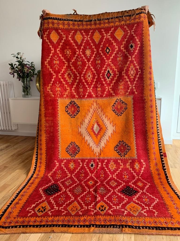 Tapis Marocain Unique 5x8, Tapis Orange Brûlé, 1940, Berbère, Marocain, Funky, Rouge, Berbère Vintag