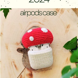 Crochet Cute Mushroom AirPods Case Pattern PDF, Cottagecore Aesthetic