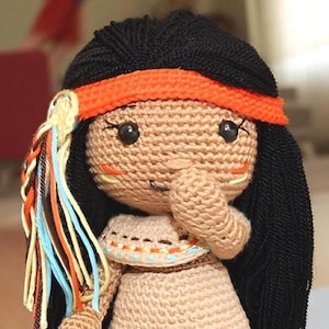 Patrón de muñeca india de crochet estilo nativo: amigurumi hecho a mano