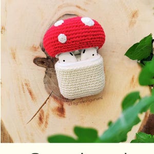 Crochet AirPods 1&2 Case, Red Mushroom Pdf Pattern, Handmade Earbud Cover Tutorial
