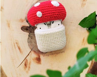 Crochet AirPods 1&2 Case, Red Mushroom Pdf Pattern, Handmade Earbud Cover Tutorial