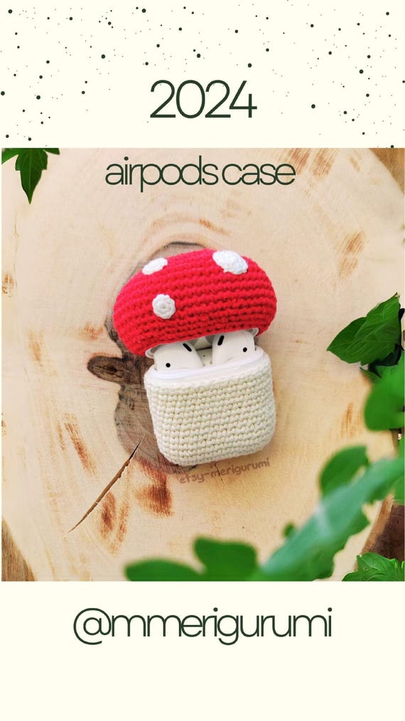 Crochet Airpods Case Pdf Tutorial, Red Mushroom Pattern for