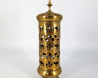 Vintage Brass Light Candle Incense Burner Holder Indian Arabic Boho Gothic 10&quot;