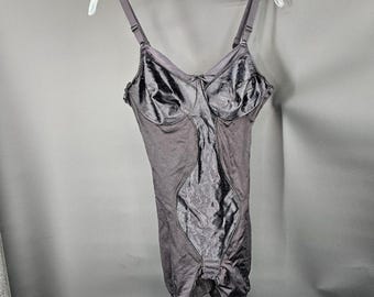 Vintage Rago Corselette Shapewear Damen 36C Schwarz Floral Langes Bein Body Y2K