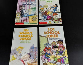 Vintage 101 Jokes Books Lot 4 Scholastic Kids School Science President Humor