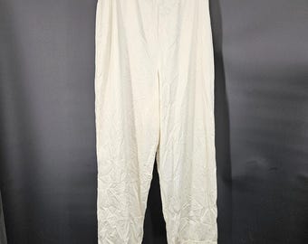 Pantalones culotte de lencería vintage Vanity Fair con abertura para mujer, talla 8, nailon blanco con encaje.