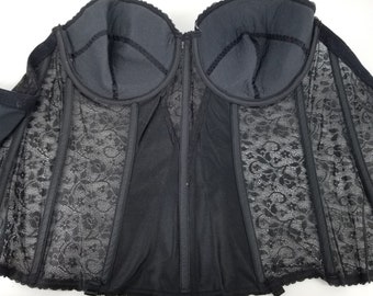 Vintage Carnival Women Strapless Bra Corset Bustier 40C Plus Black Long Top
