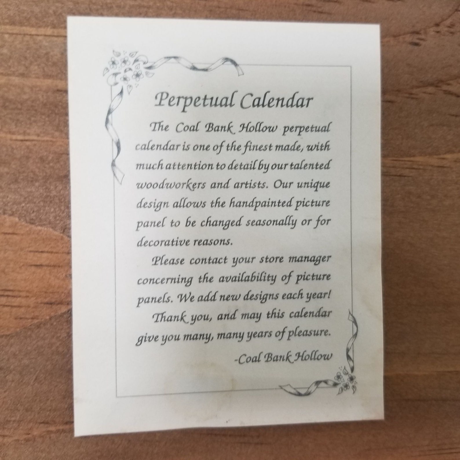 Coal Bank Hollow Perpetual Calendar Wooden Hand Painted Folk Etsy