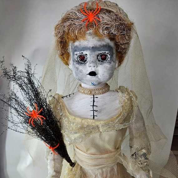Haunted Scary Girl Bride Porcelain Doll Spooky Artist Hand Painted