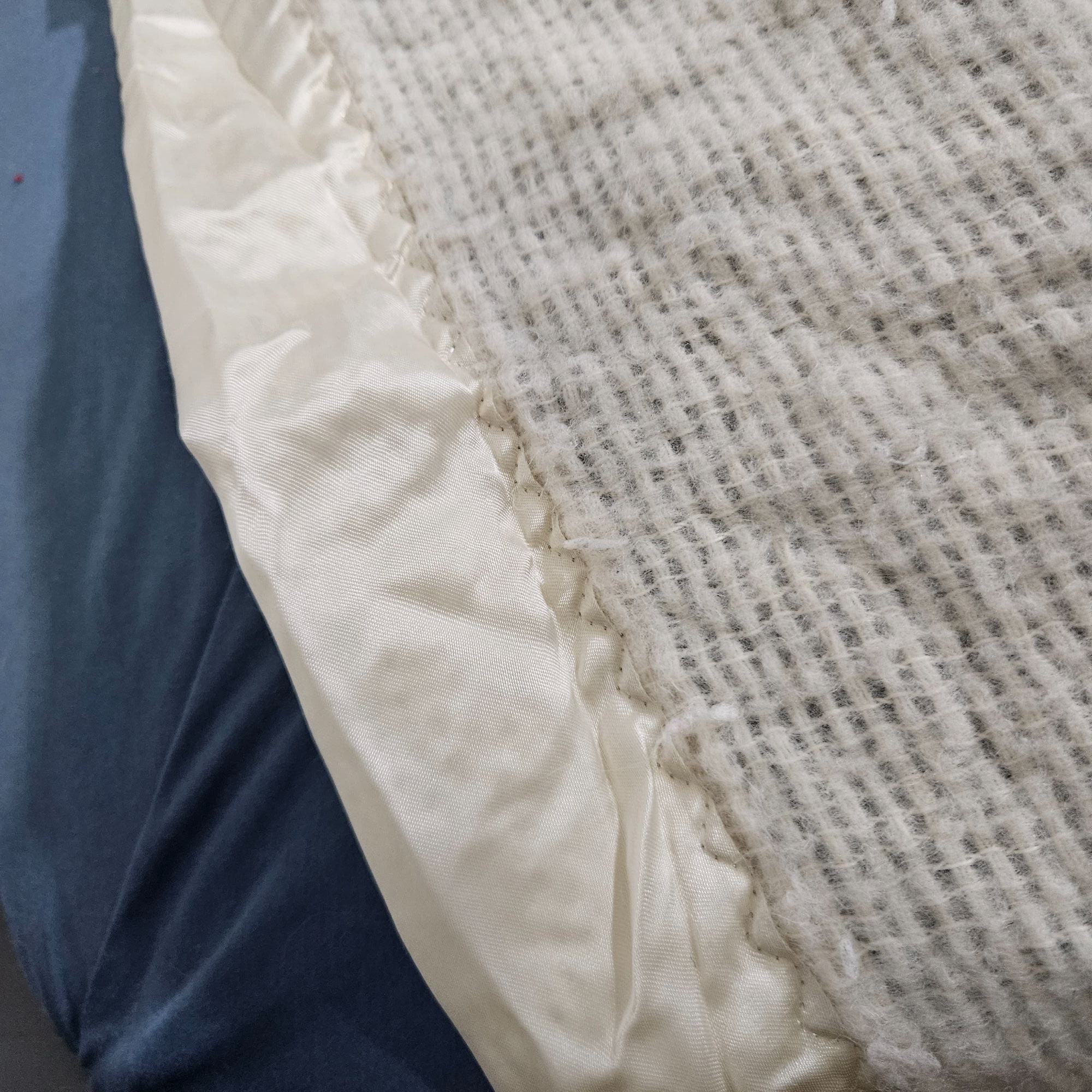 Satin Trim Waffle Weave Knit Blanket Throw Full Queen Acrylic