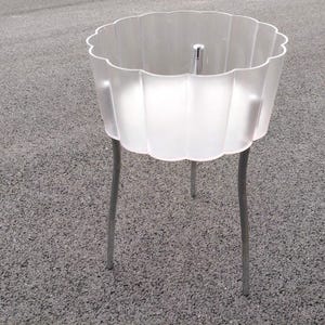 Vintage 90s IKEA Hattan Side Table Clear Plastic Three Metal Legs Indoor Outdoor