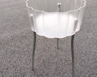 Vintage 90s IKEA Hattan Side Table Clear Plastic Three Metal Legs Indoor Outdoor