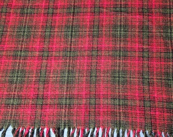 Coperta Vint Pendleton Plaid in lana Tartan anni '60 Stadio Rosso Nero 60" USA