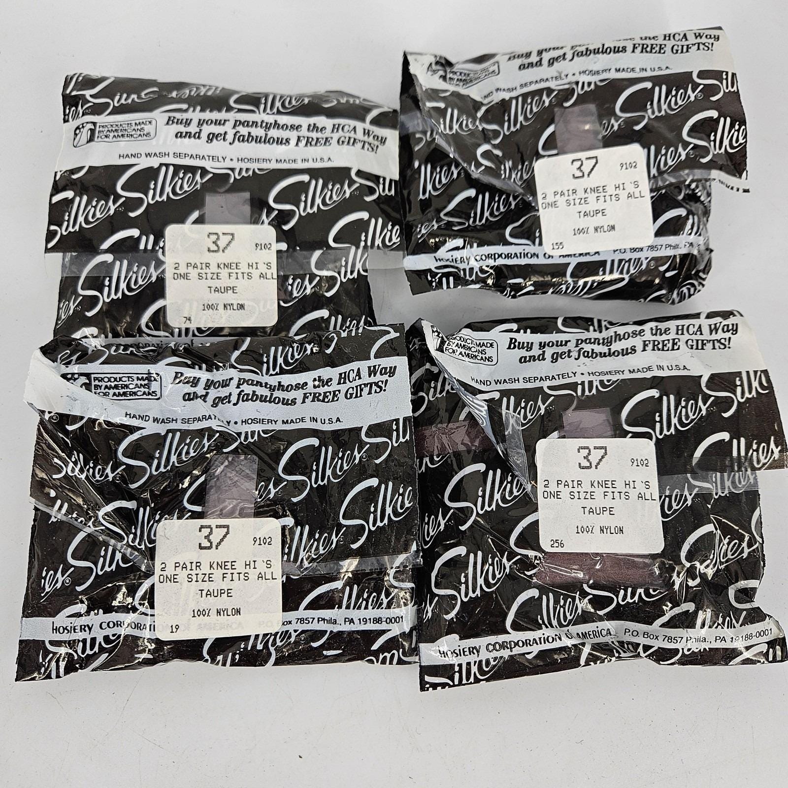 Silkies Knee Highs Hosiery Womens One Size Taupe Lot of 4 Packs 8 Pairs Nylon