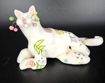 Selection of Amy Lacombe Whimsiclay Cat Figurine Collection Annaco