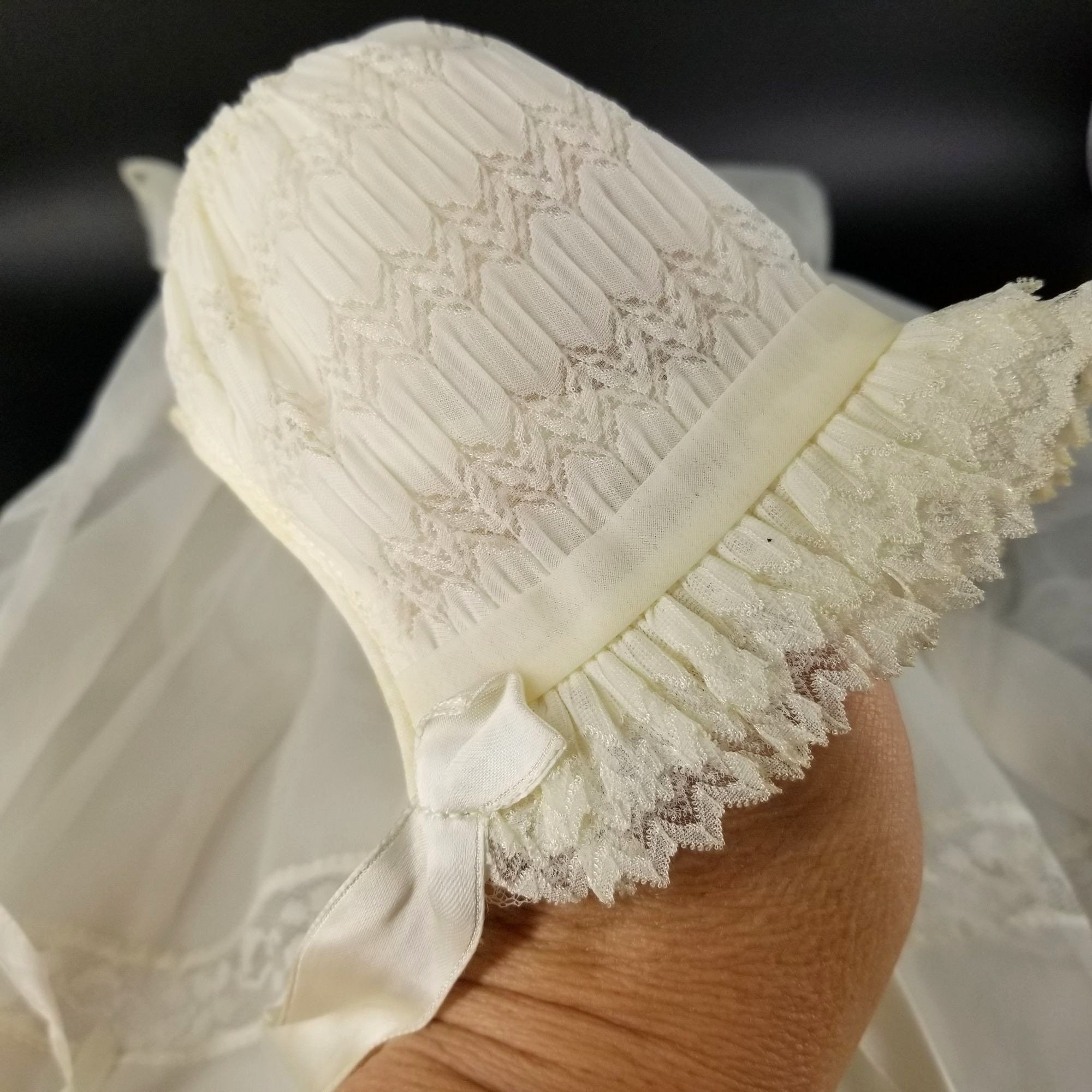Baptization Hat Vintage Baby Child Baptism Christening Dress Hat Cap Bonnet White Lace ...