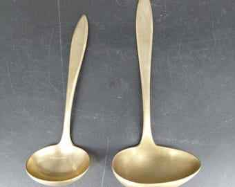 Juego de cucharones Dirigold Regal 2 Dirilyte de aleación dorada para sopa y salsa, estilo mediados de siglo, satén
