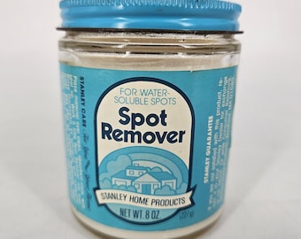 Vintage Stanley Spot Remover Paste 8 oz Glass Jar Blue Lid Cleaner New Old Stock