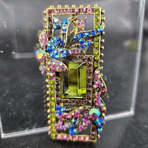 モネ 長方形 ラペルピン ブローチ ペンダント ラインストーン 金メッキ ジュエリー 2.25"