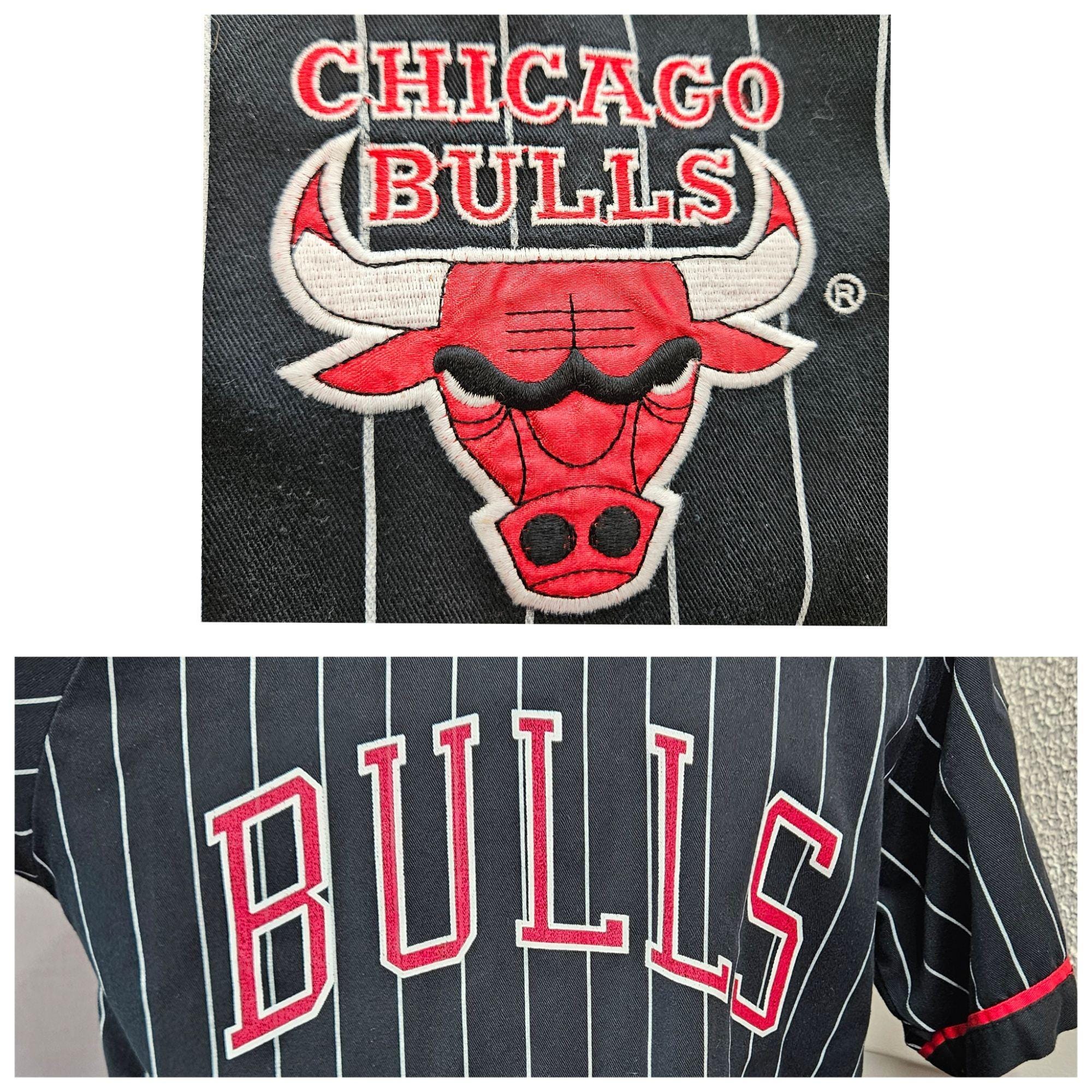 Starter Chicago Bulls Kids Button Shirt L Jersey Black Red