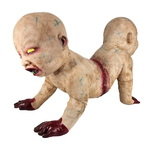 Poupée bébé zombie effrayant effrayant à deux têtes horreur macabre en caoutchouc Halloween 12&quot;