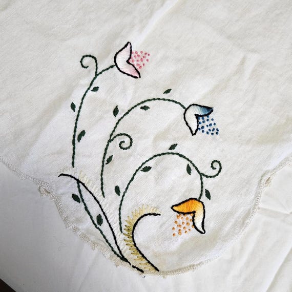 テーブルクロス スクエア ホワイト コットン 刺繍 花柄 布 リネン 32
