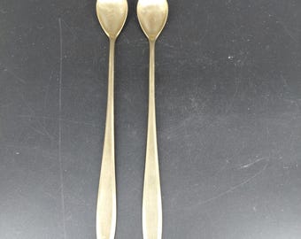 Dirigold Regal Long Handle Spoon Set 2 Dirilyte Alloy Satin Ice Tea Coffee Cream