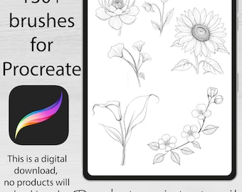 Stencil per tatuaggi con oltre 130 fiori e pennelli per Procreate