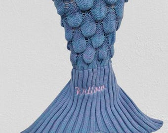 Embroidered Personalised Mermaid Tail Blanket