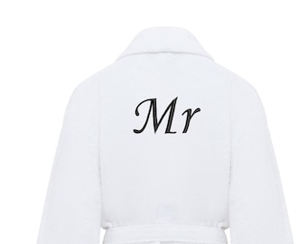 Personalised Embroidered 100% Cotton Robe  Dressing Gown Unisex One Size