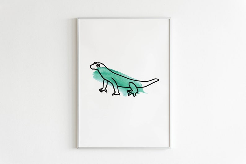 Printable wall art simple lizard green on aquarelle Challenge the lowest price tiny Cash special price animal