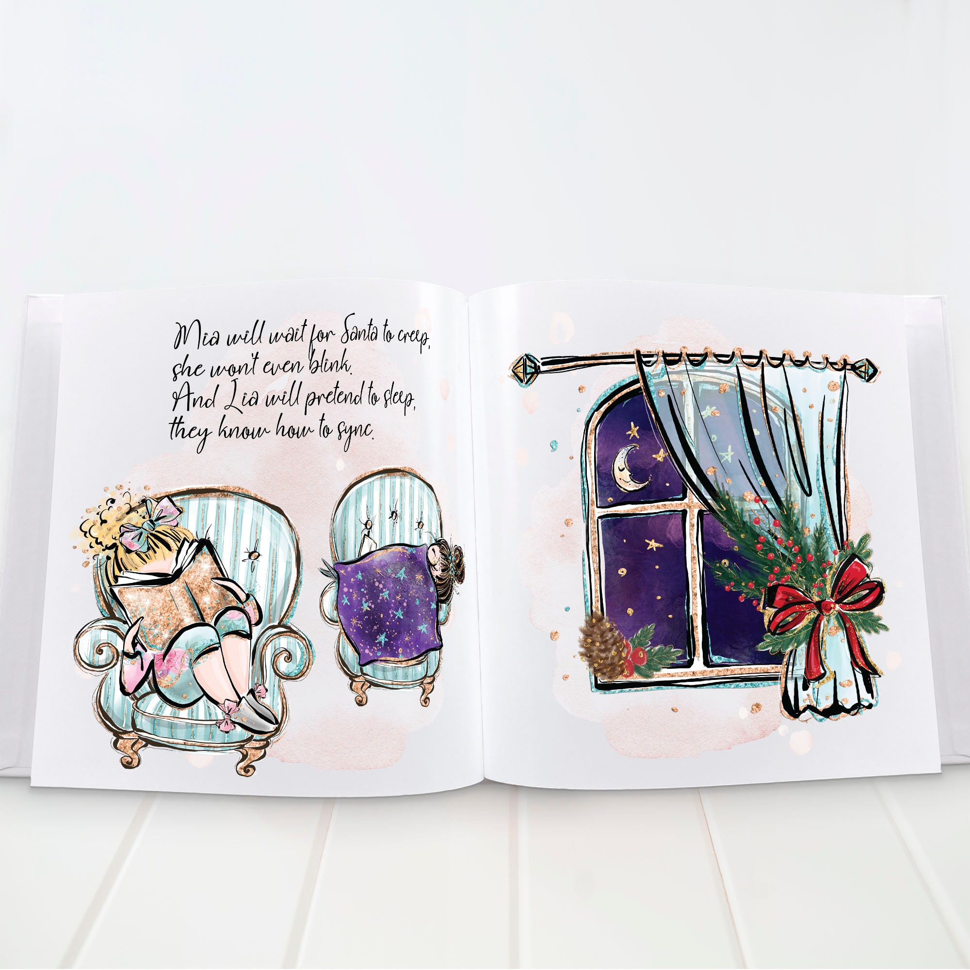 Personalised Christmas Eve Book for Girl Sisters Custom Xmas Childrens Book Baby Girls Xmas Gift