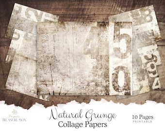 Grunge Junk Journal Pages: Vintage Ledger Sheets, Distressed Collage (Digital Download)