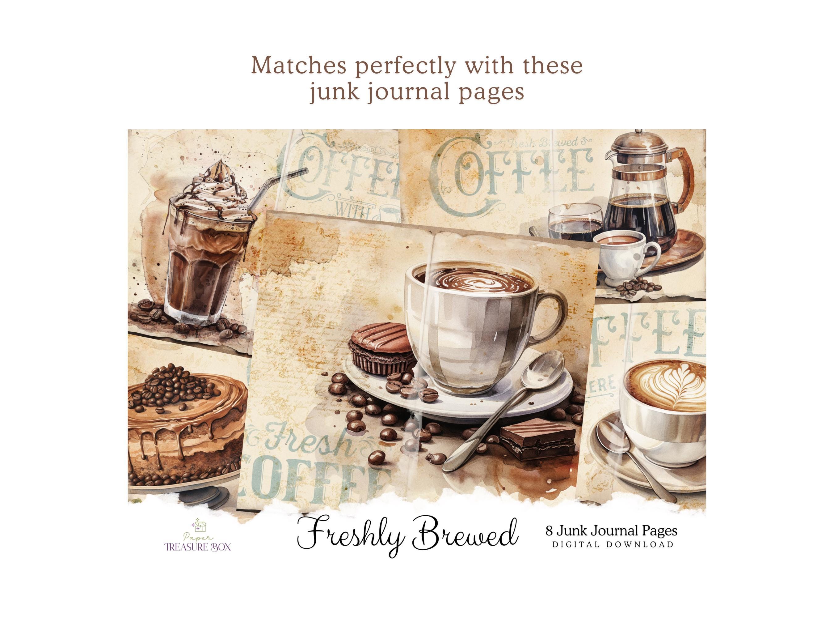 Coffee Junk Journal Folio Kit | Coffee Stained Paper and Ephemera ...
