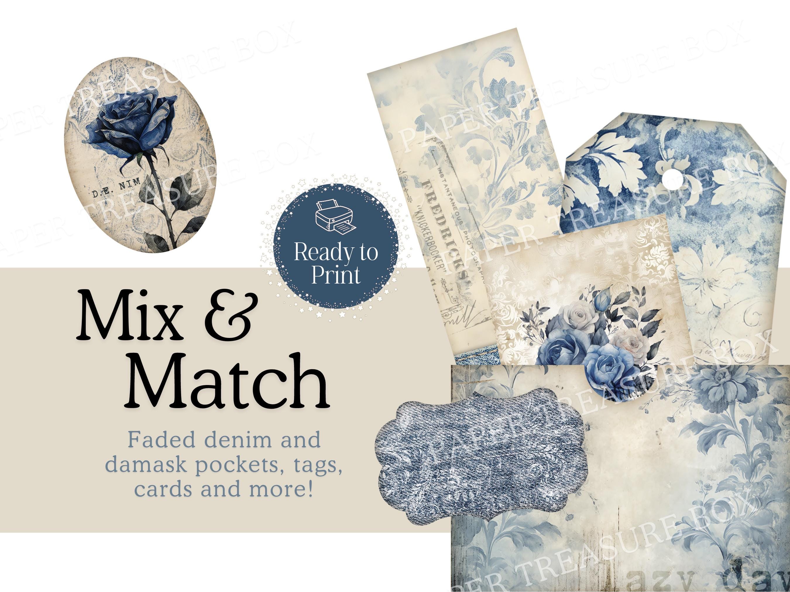 Vintage Denim Junk Journal Kit With 16 Unique Ephemera Pieces, Great ...