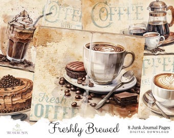 Vintage Inspired Coffee Printable Pages for Junk Journals and Scrapbooking