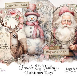 Printable Vintage Christmas Gift Tags | Shabby Chic Ephemera for Junk Journals & Scrapbooking | Holiday Gift Tags