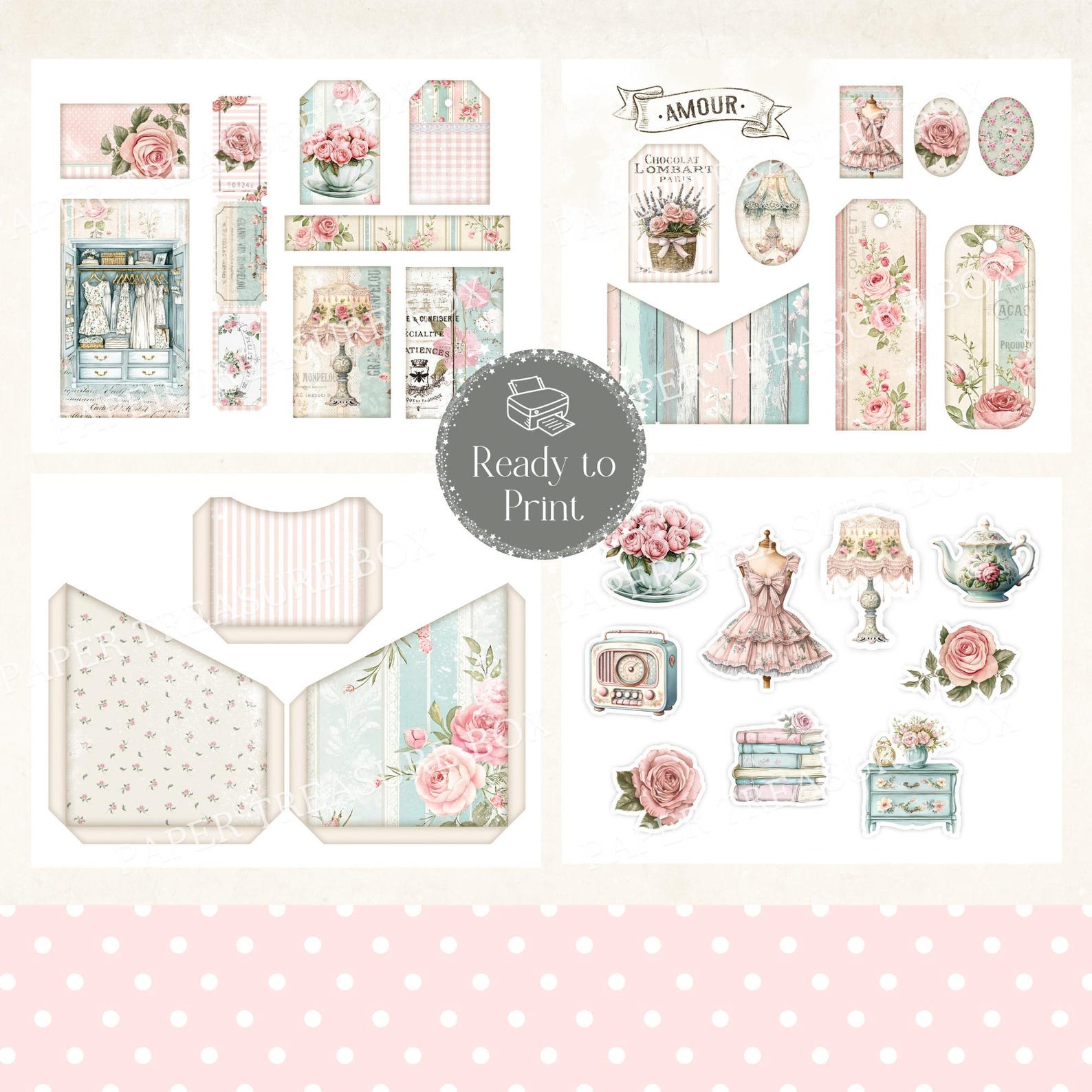 Shabby Chic Loaded Pocket Tag | Vintage Rose Loaded Tag Kit | Vintage ...