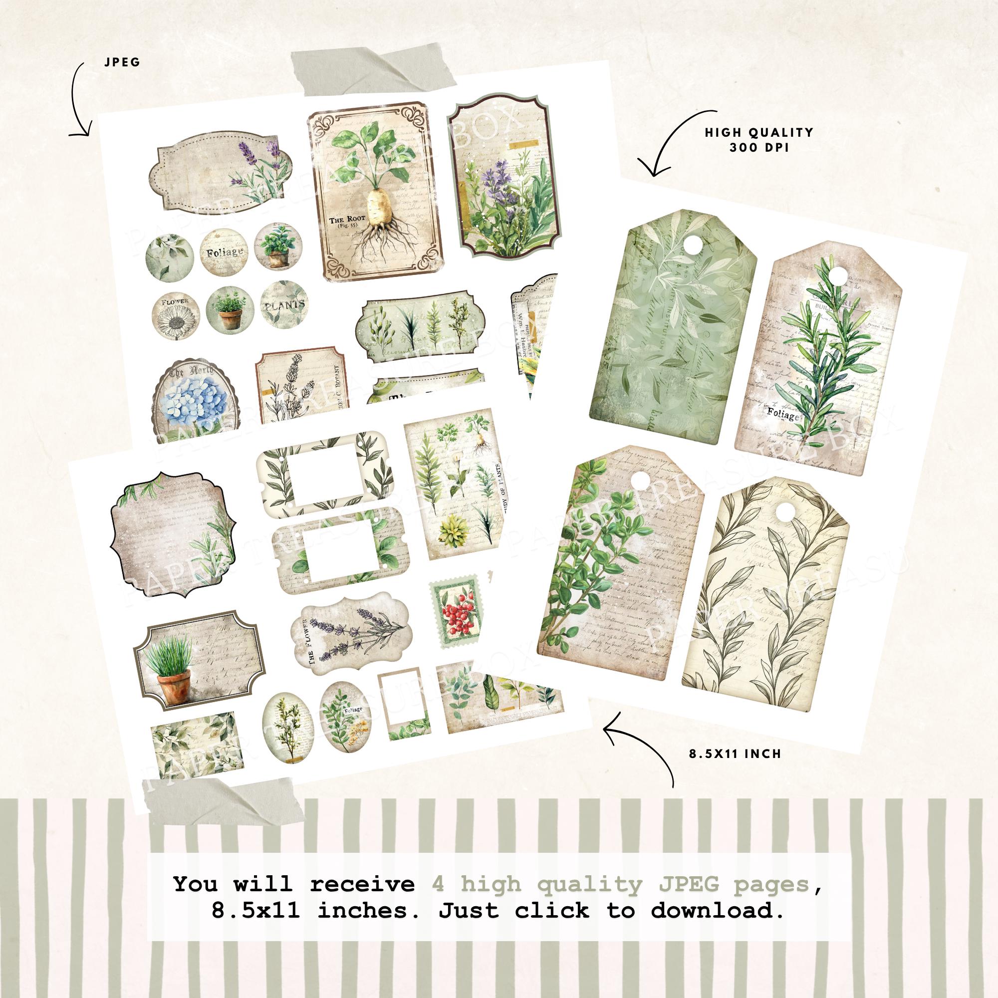 Botanical Junk Journal Kit | Printable Plant Ephemera | Nature-inspired ...