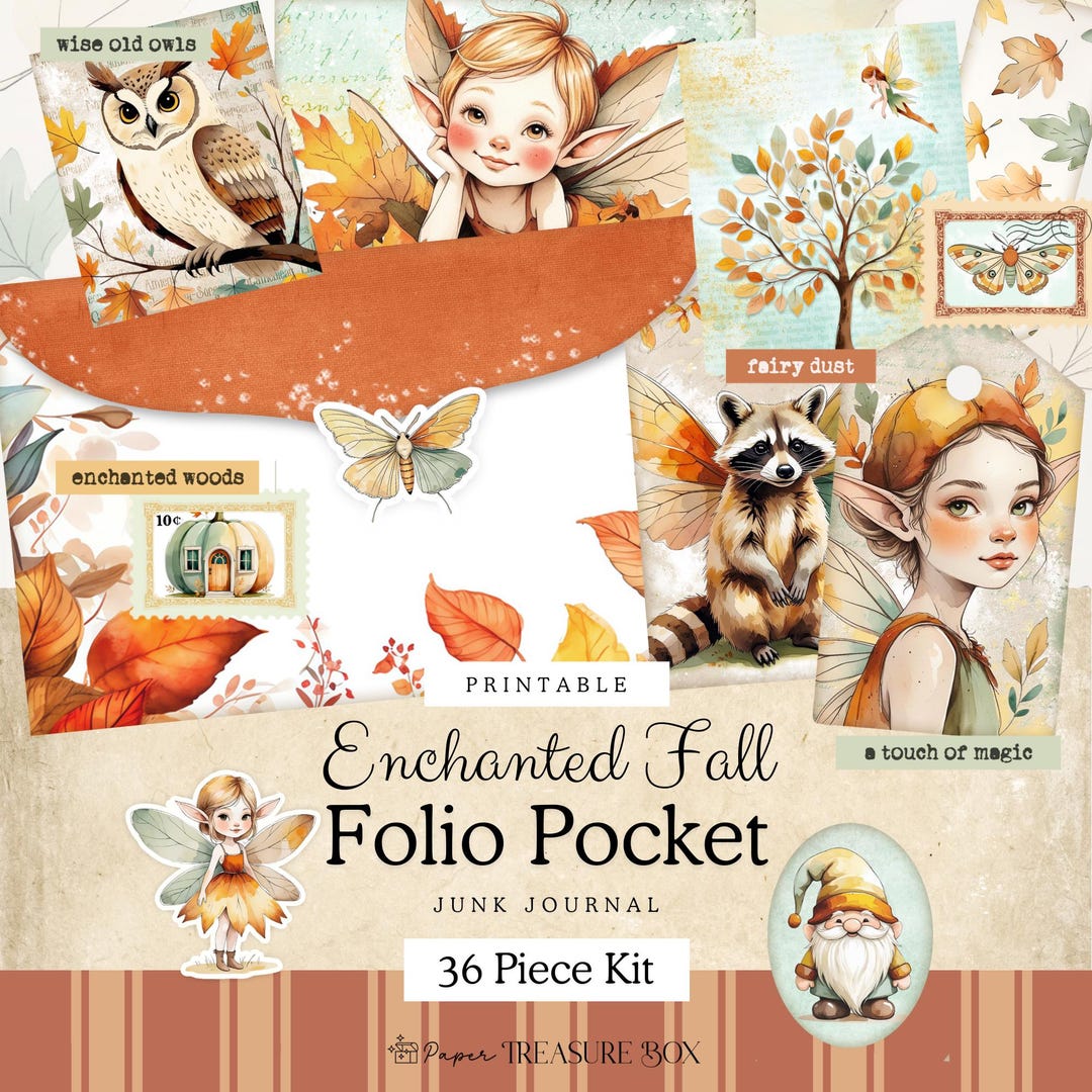 Enchanted Fall Junk Journal Folio Kit | Printable Autumn Pocket Folder ...