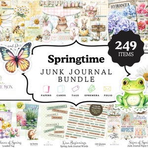 Paquete de diario basura de primavera / Material imprimible para diarios basura / Paquetes de semillas vintage, etiquetas de palabras, kits de folio y etiqueta de bolsillo.