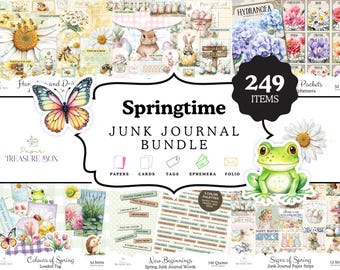 Spring Junk Journal Bundle | Printable Ephemera for Junk Journals | Vintage Seed Packets, Word Labels, Folio Kits & Loaded Pocket Tag