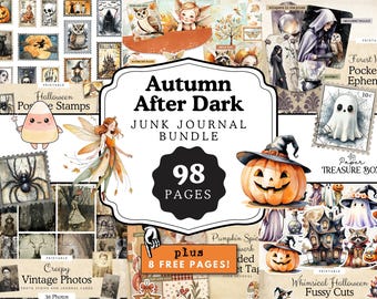 Halloween & Fall Junk Journal Bundle, Printable Ephemera for Scrapbooking and Junk Journaling