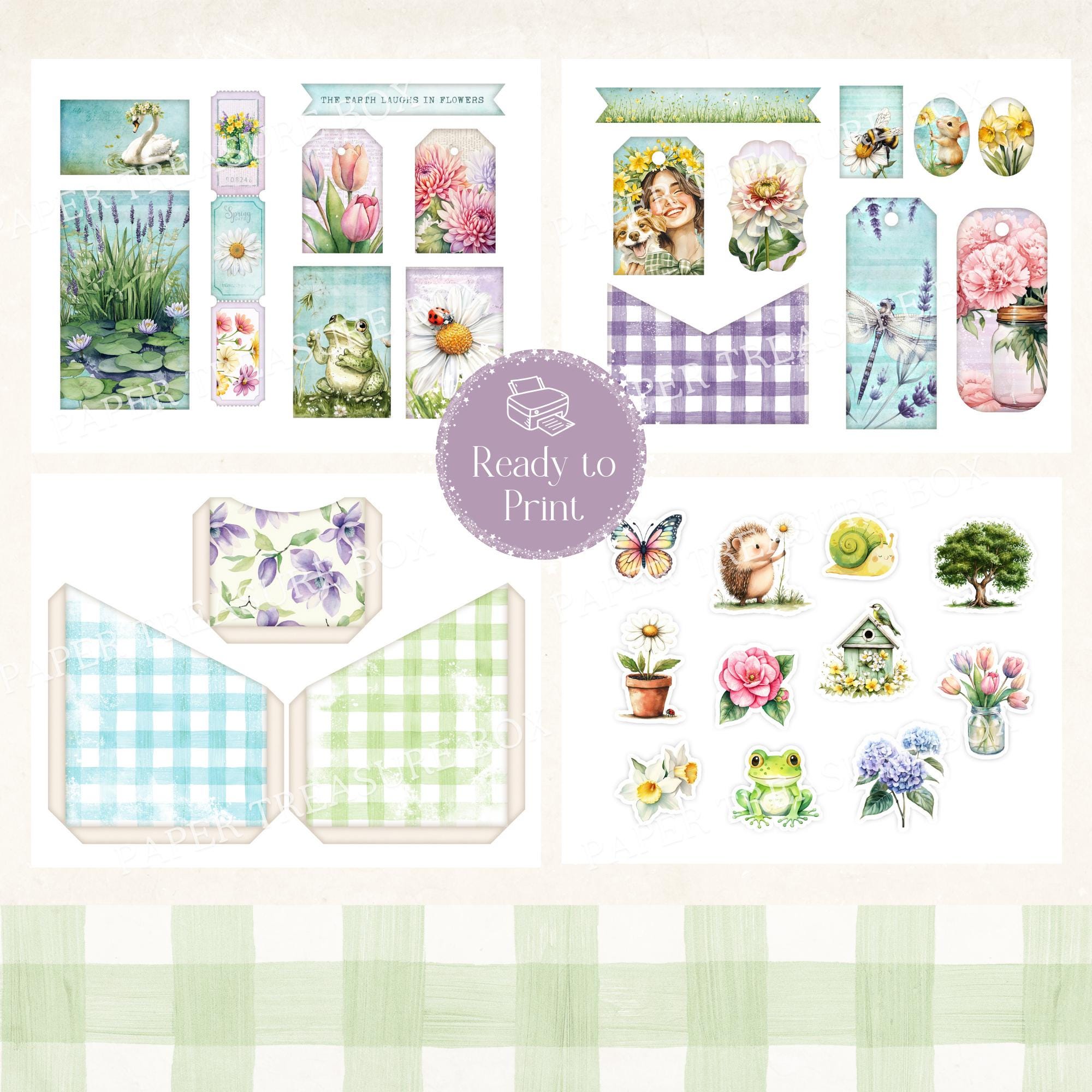 Spring Into Clean Tags Spring Loaded Tag | Printable Loaded Pocket Tag | Junk Journal Ephemera ...