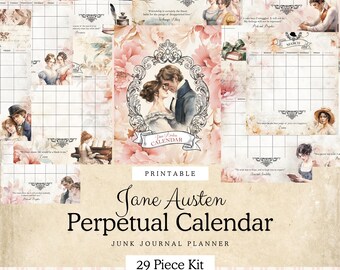 Jane Austen Perpetual Calendar: Regency Junk Journal Pages (Digital Download)