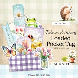 Spring Loaded Tag | Printable Loaded Pocket Tag | Junk Journal Ephemera | Colors of Spring Folio Kit
