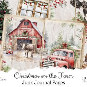 Carnet de voyage de Noël à la ferme, papiers imprimables champêtres rustiques