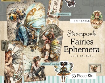 Steampunk Fairies Junk Journal | Printable Ephemera Pack | Vintage Fairy Journal Pages | Industrial Grunge Fairies | Fantasy Ephemera