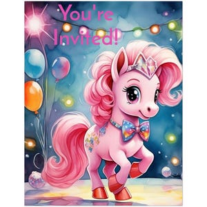 Convites personalizados para festa Pink Pony - Pacote de 10 cartões postais premium planos - Perfeito para comemorações infantis
